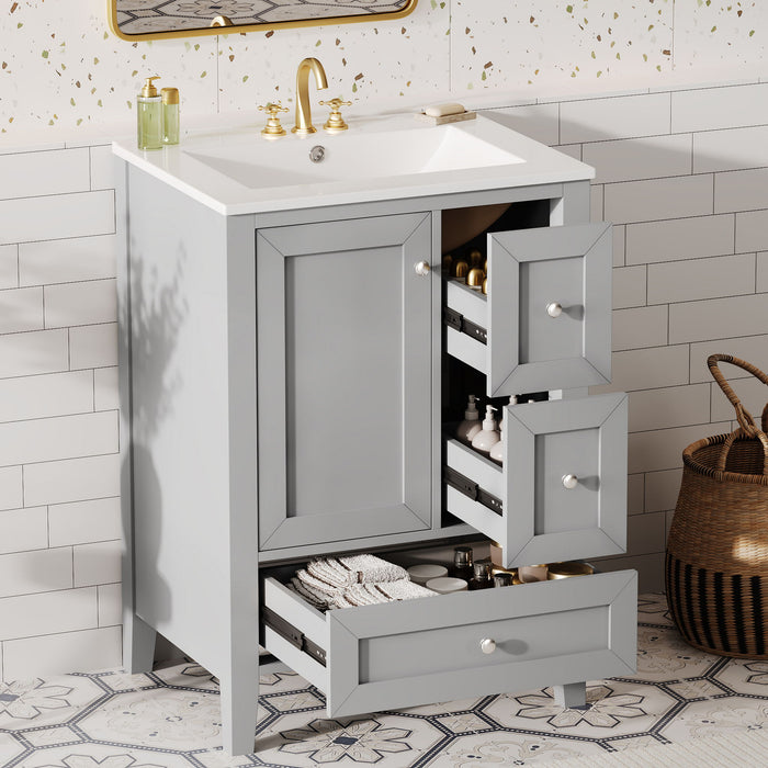 Modern Bathroom Vanity With Sink, Freestanding Cabinet With Drawers And Shelves