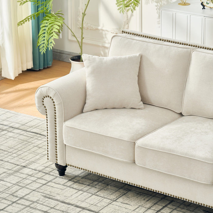 2 Seater Sofa With Rolled Arms, Tufted Upholstered Couch