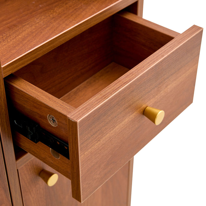 The Modern Minimalist Shoe Cabinet, Suitable For A Variety Of Styles Including Nordic, Japanese, And Industrial - Walnut