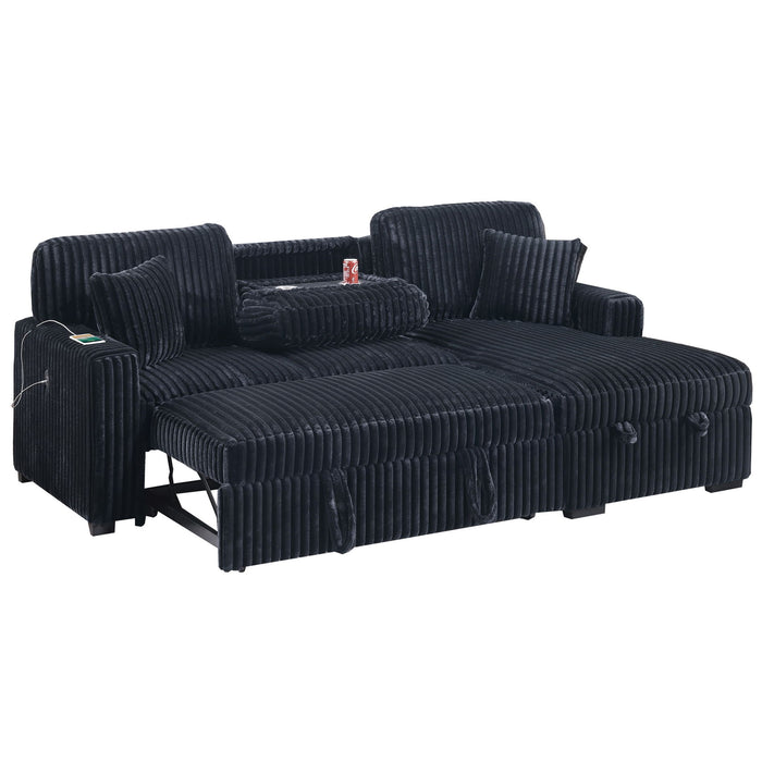 Convertible Sectional Upholstered Sleeper Sofa With Storage Chaise