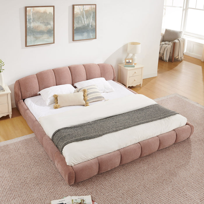 Upholstered Platform Bed Frame, Low Profile Floor Bed, No Box Spring Required