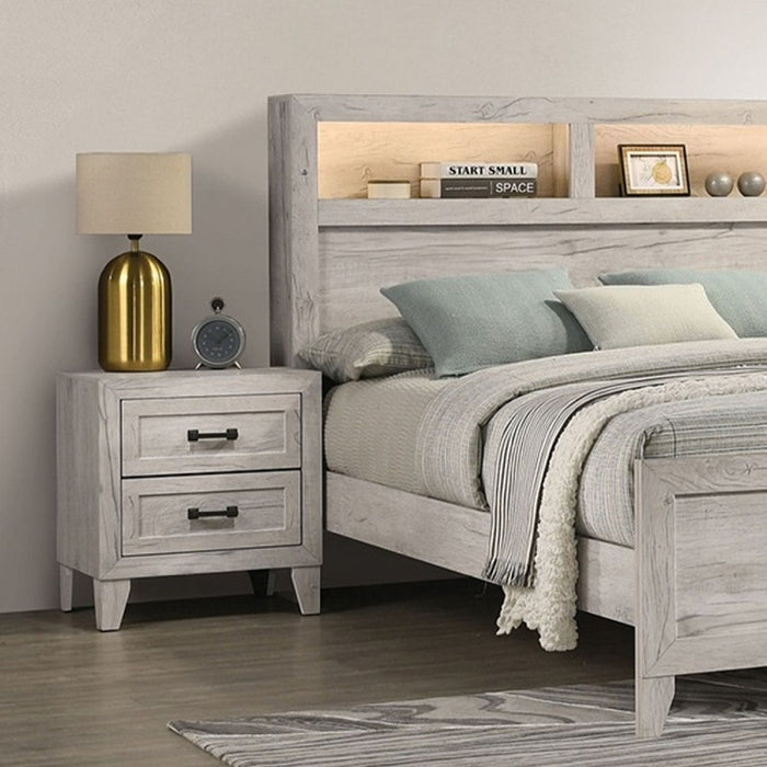 Nightstand, Bedside Table - White Washed