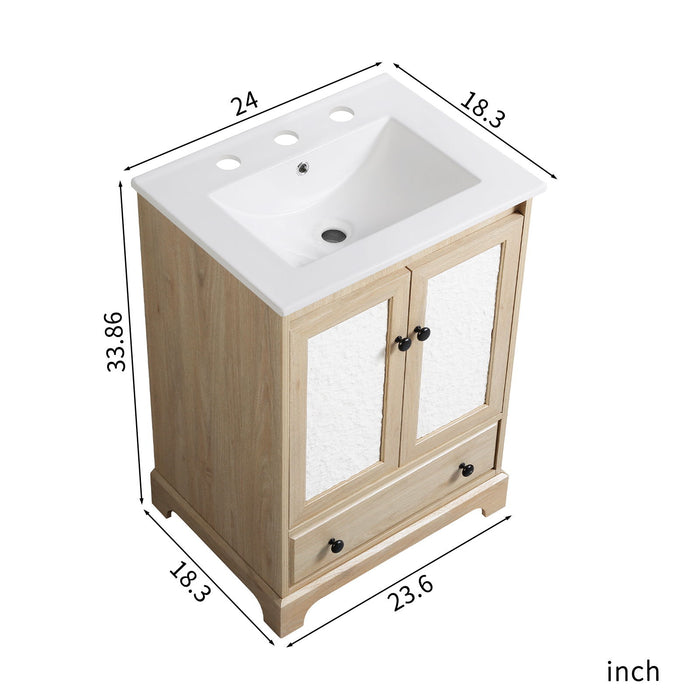 Bathroom Vanity With Basin, 1 Drawer Free Standing Storage - Brown