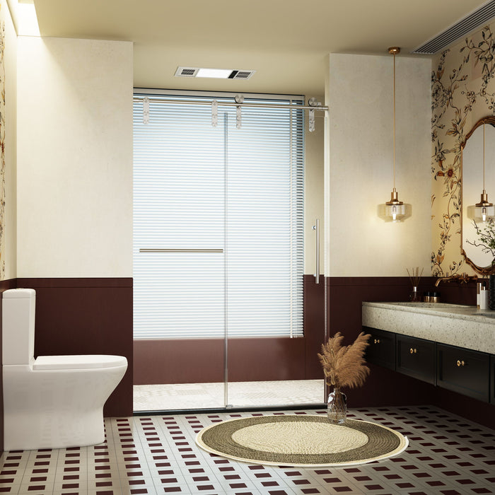 Frameless Single Sliding Shower Doors With Towel Rail & Handle