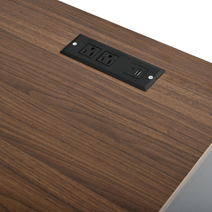 Space Saving L-Shaped Computer Desk With Keyboard Tray & Charging Stations