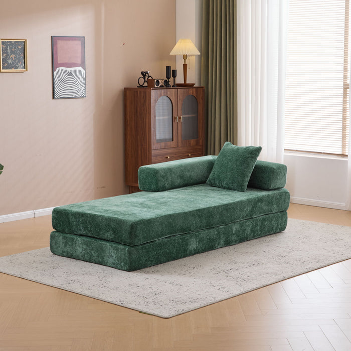 Convertible Floor Sofa Bed With Pillow Back Support Armrest