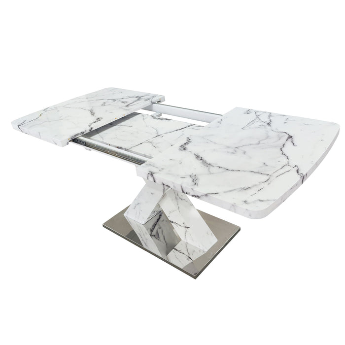Modern Rectangle Dining Table With Stretchable TopAnd X Shape Legs
