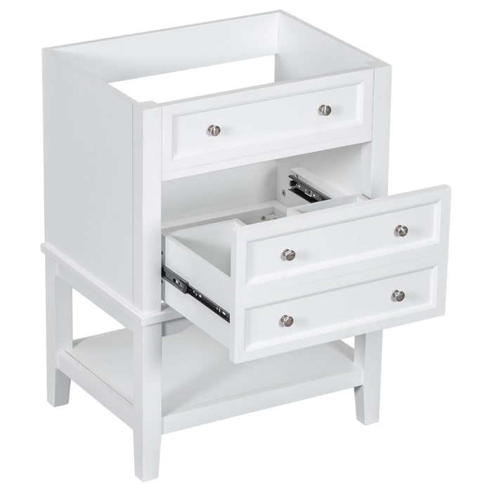 24" Bathroom Vanity Without Sink, Base Only, Storage Cabinet With Drawer And Open Shelf - White