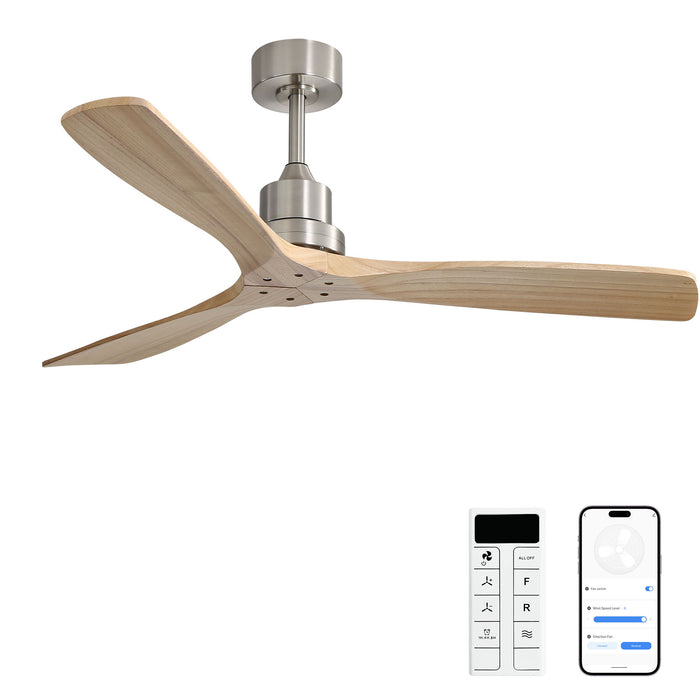 52" Smart DC Ceiling Fan With 3 Blades Reversible Silent Motor