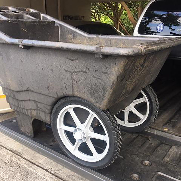 Universal 12" Spoked Plastic Wheel And Tire For Lawn Mowers & Trolley Carts, 10 Pack - Black