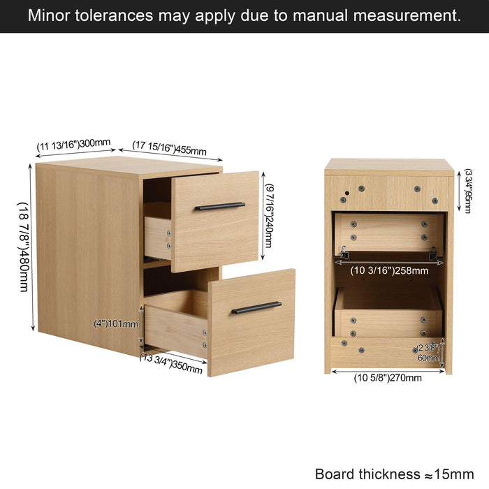 Floating Bathroom Vanity Drawer Base, Wall Mounted Storage With 2 Drawers - Light Oak