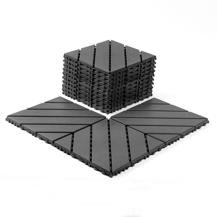Interlocking Decking Tiles, Waterproof Outdoor Indoor Flooring (Set of 44) - Dark Gray
