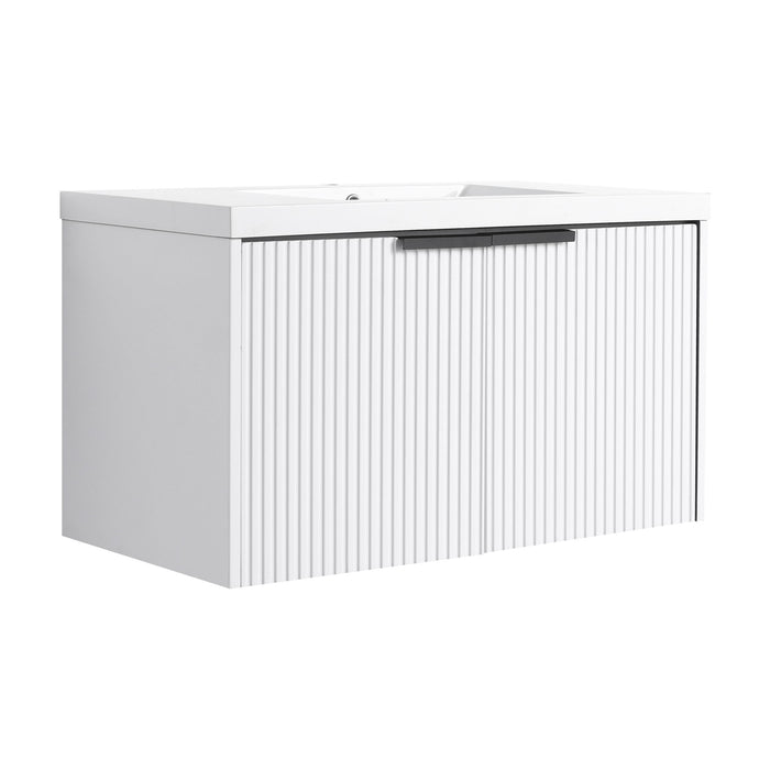 Contemporary Wall Mounted Bathroom Vanity With Resin Double Sink