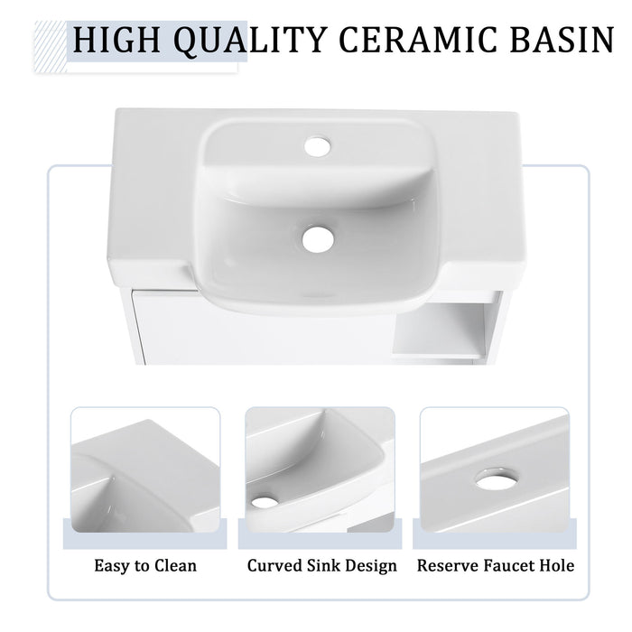Wall Mounted Bathroom Vanity With Sink & Soft Close Door