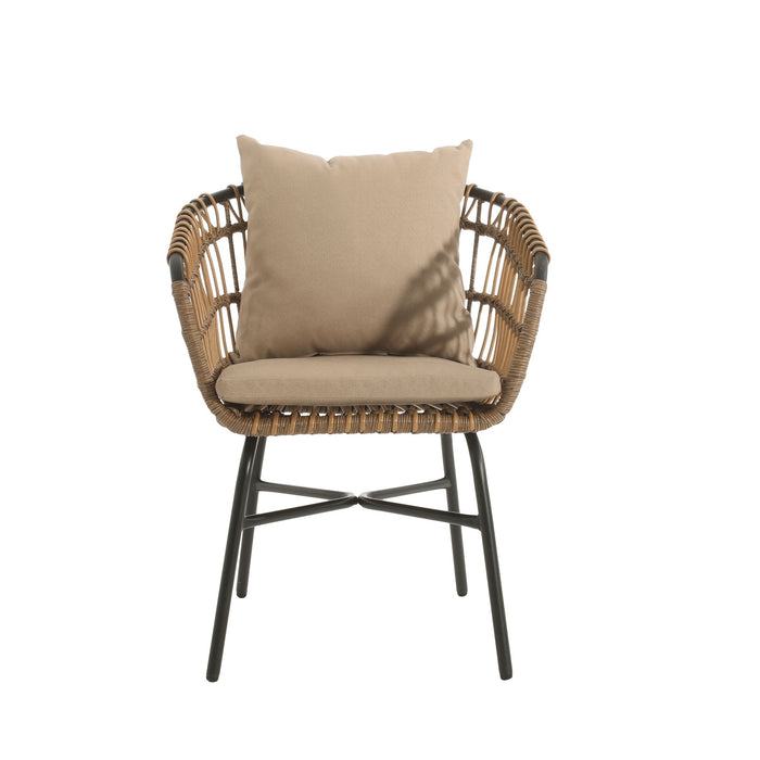 Contemporary Outdoor Patio Chairs With Cushions (Set of 2) - Beige / Black