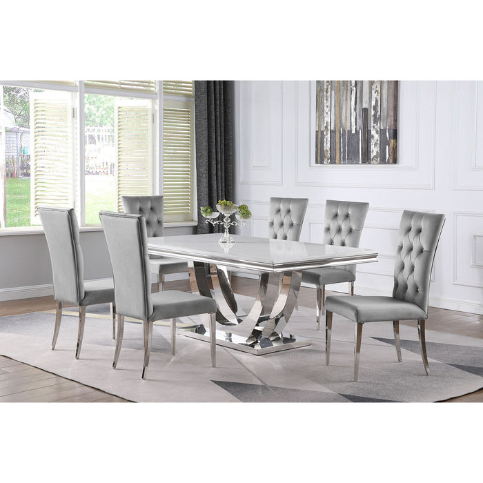 Kerw - 7 Piece Rectangular Dining Table Set - Gray