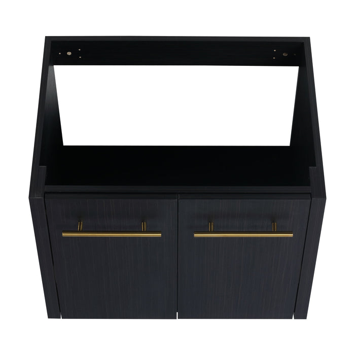 Modern Wall Mounted Bathroom Vanity With Thick Edge Resin Sink And Storage Rack