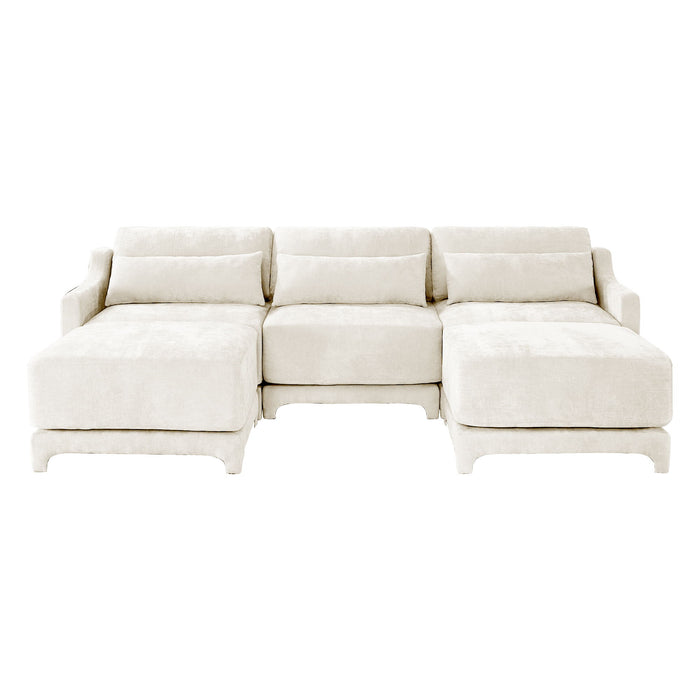 Stylish Sofa With Ottoman And Lumbar Pillows, Ergonomic Design