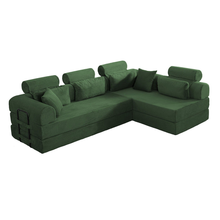Modern L-Shape Modular Sectional Sofa, Compressed Design