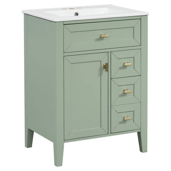 Bathroom Vanity With Sink, 3 Drawers & Cabinet With 2 Tier Door Storage Rack, Soft Close Doors & Drawers