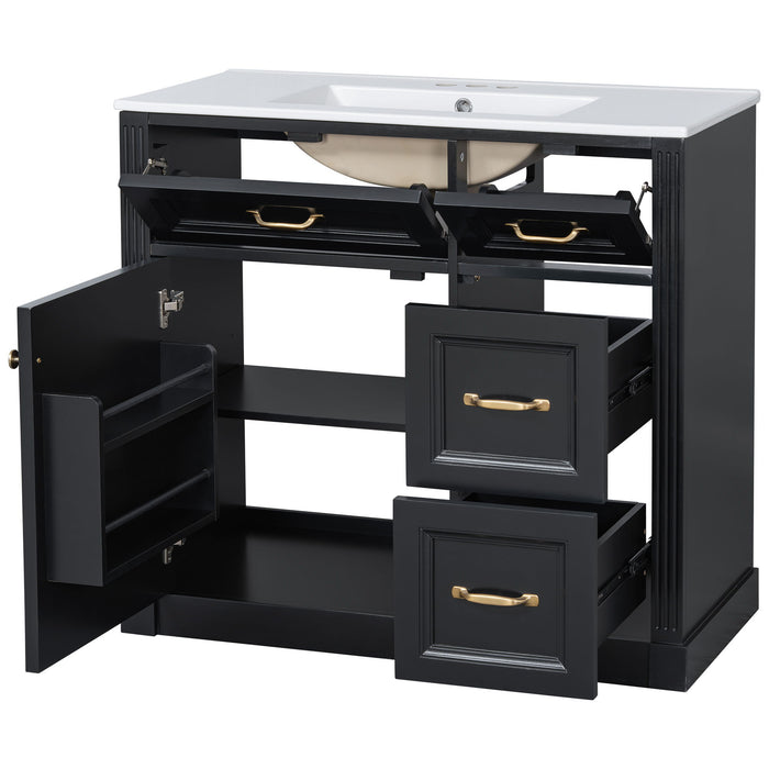 Modern Bathroom Vanity With Sink, 4 Drawers, Soft-Close Door, Adjustable Shelf