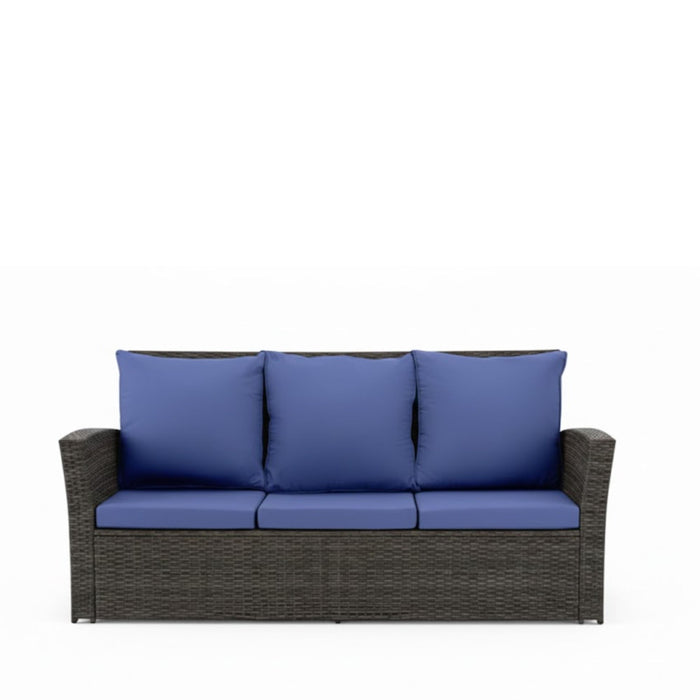 All-Weather Wicker 3 Seat Patio Sofa With Thick Cushions