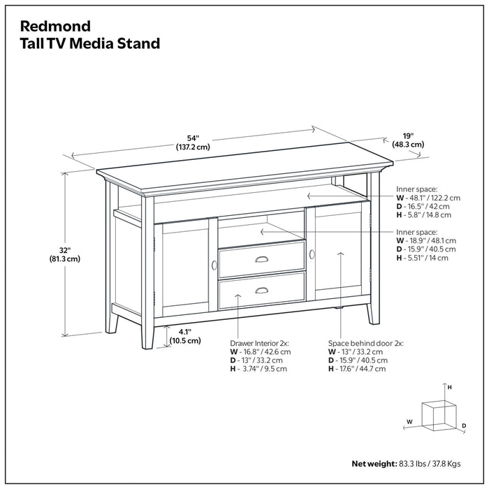 Redmond - Tall TV Media Stand - Rustic Natural Aged Brown