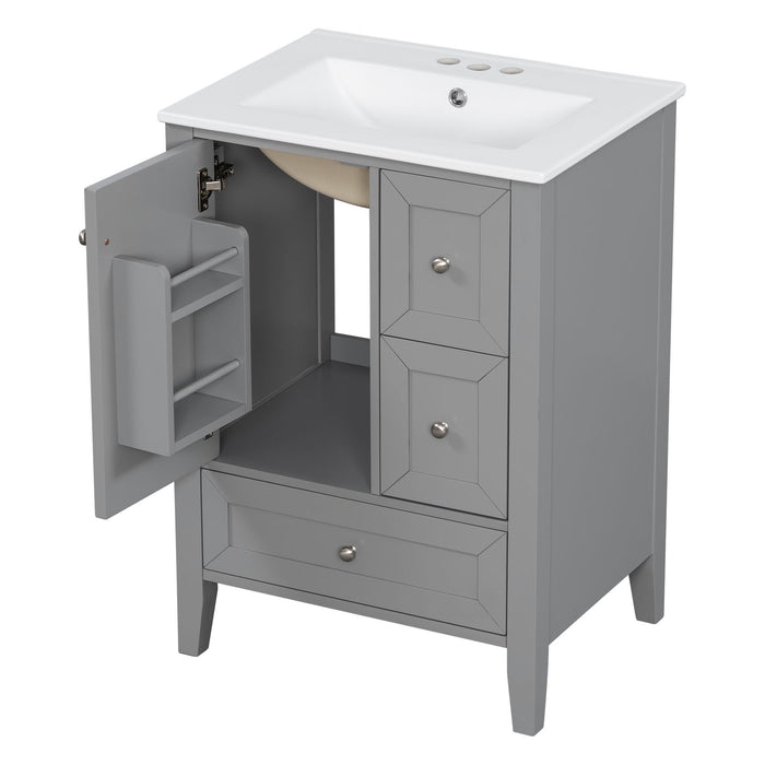 Modern Bathroom Vanity With Sink, Freestanding Cabinet With Drawers And Shelves
