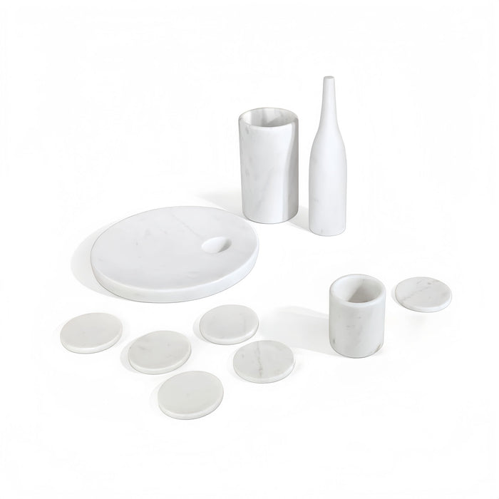 10 Pieces Luxury Natural Marble Dining Room Accessories Set
