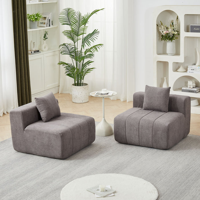 Modular Sectional Sofa With 2 Pillows, Symmetrical Design