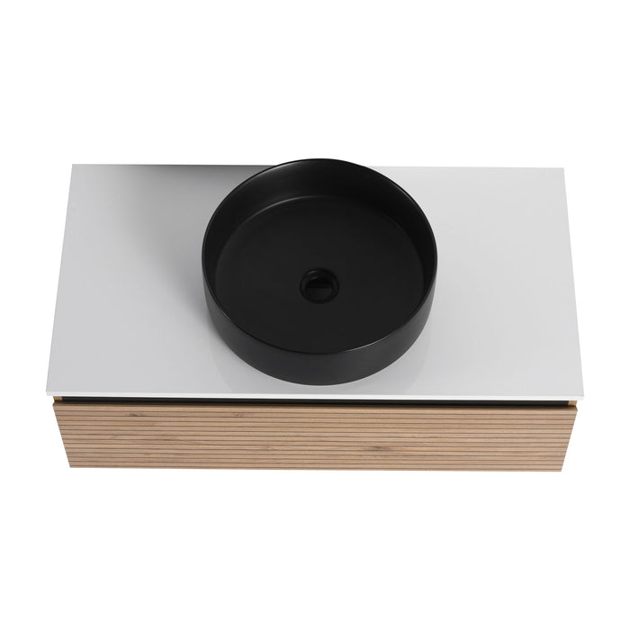 Wall Mounted Bathroom Vanity With Art Sink & 1 Soft Close Drawer