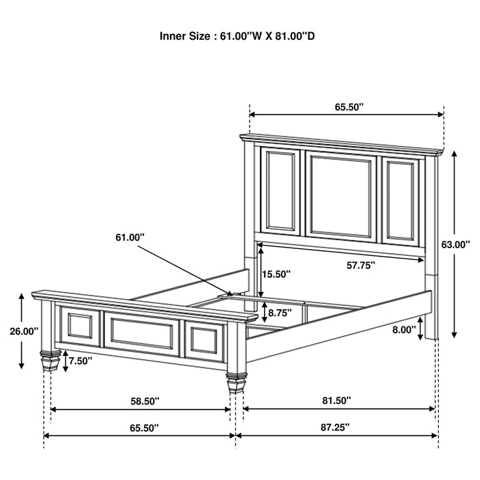 Copper - Queen Panel Bed With Structured Headboard And Slatted Design - White