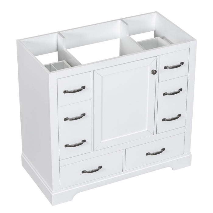 Modern Bathroom Vanity Base Only, 6 Drawer Storage With Adjustable Shelf