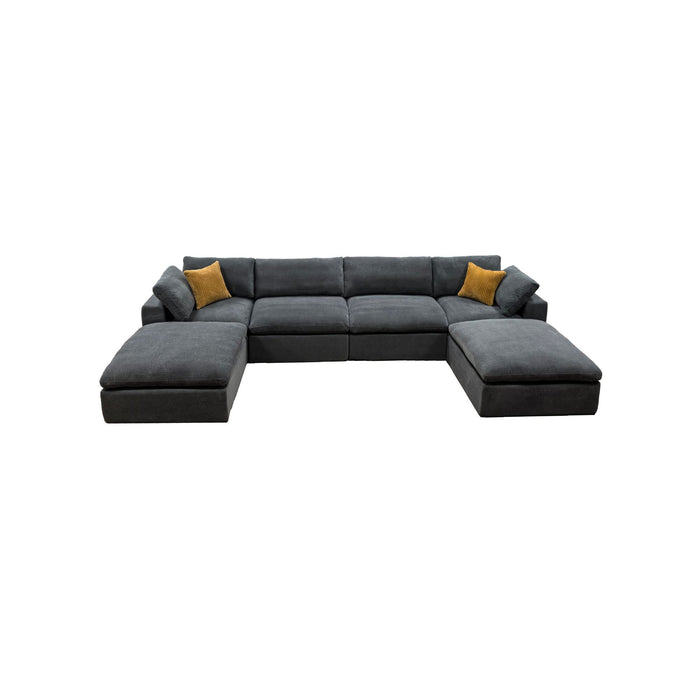Upholstery Full Compressed Modular Sectional With Toss Pillows - Light Gray