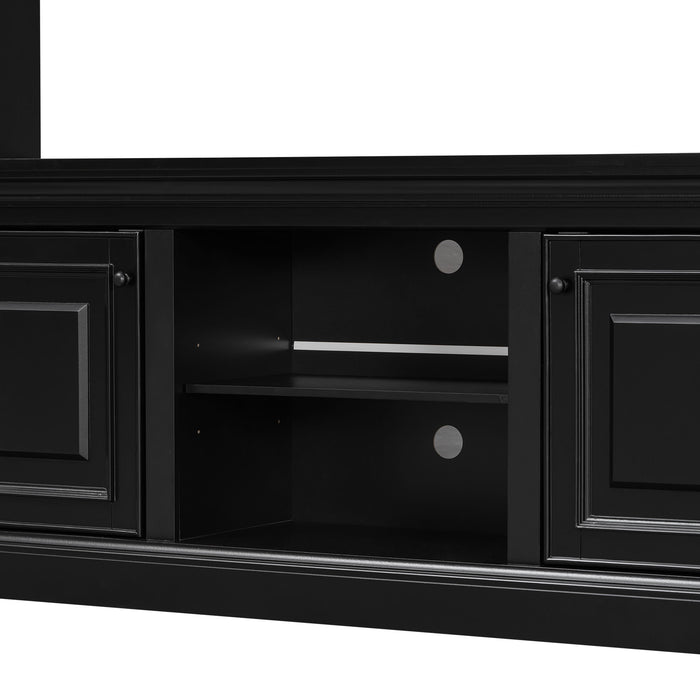 TV Stand With Hutch, Large Entertainment Center With Adjustable Shelves