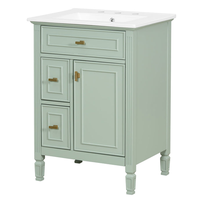 Modern Bathroom Vanity With Sink, Flip Drawer, 2 Drawers, Adjustable Shelf