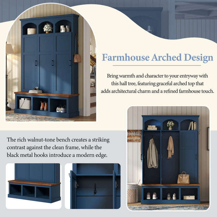 Classic Arched Design Hall Tree With 3 Hidden Storage