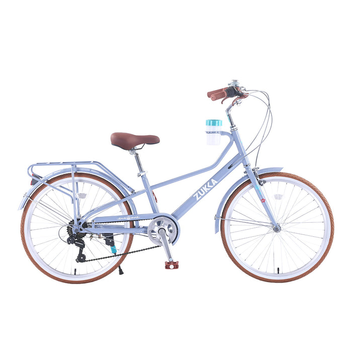24" Cruiser Bike With 6 Speed Gear System, Rear Rack & Cup Holder