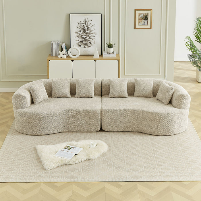 Curved Sectional Sofa With 6 Pillows