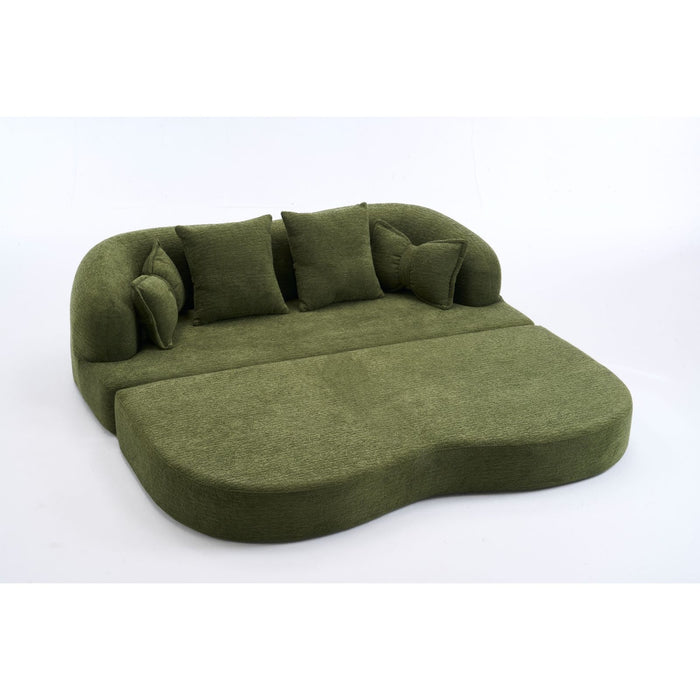 Foldable Sofa Bed, Boneless Couch Convertible Sleeper With 4 Pillows