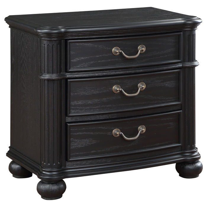 Taylor - 3 Drawer Nightstand With Felt Lined Top Drawer - Black