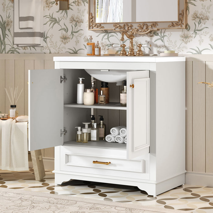 Bathroom Vanity With Sink, Cabinet & 2 Soft Closing Doors & Adjustable Shelf