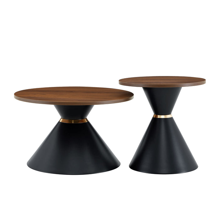 2 Piece Round Coffee Table Set For Living Room