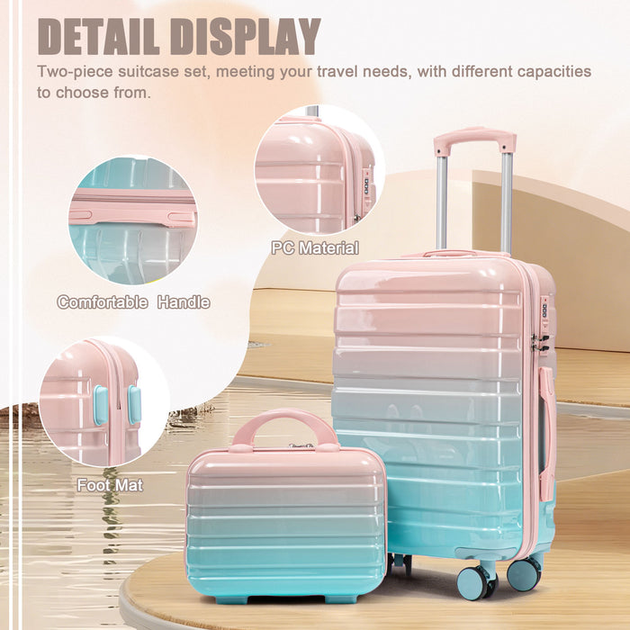 Luggage Set 14" / 20" With Combination Lock And Cosmetic Case