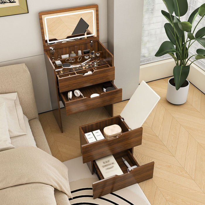 Vanity Desk With Lighted Mirror & Stool