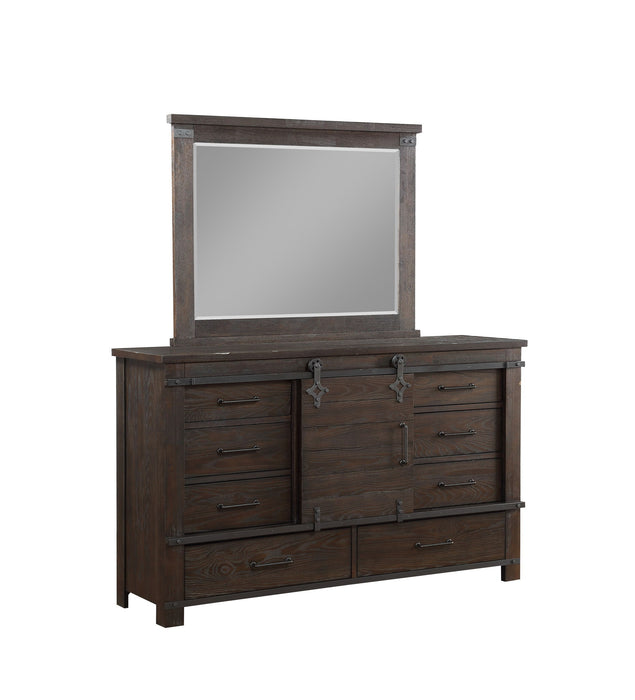 Newton - Mirror With Brushed Black Hardware - Cocoa Brown