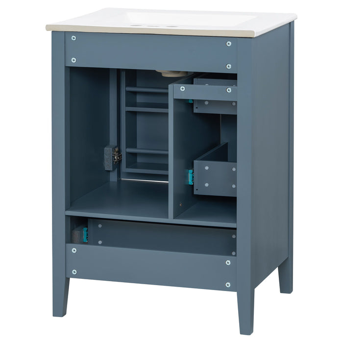 Modern Bathroom Vanity With Sink, Soft Close Drawers & Door, Storage Rack