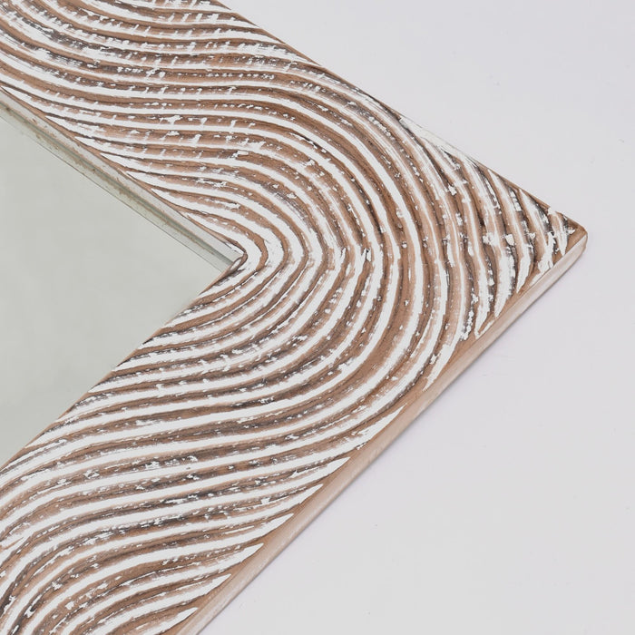 Handcarved Rectangle Mirror Accent With 3mm Glass - Antique White