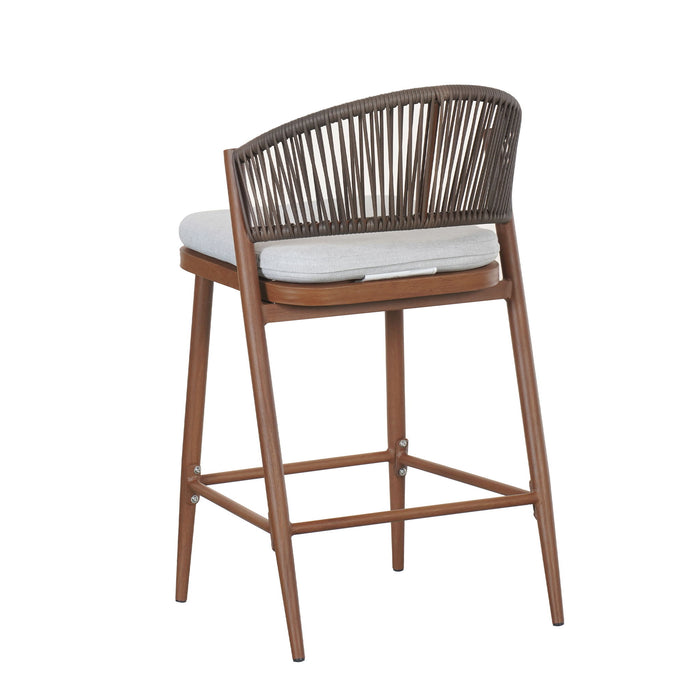 Outdoor 26" Counter Height Metal Frame Counter Stools With Scallop Shaped Backrest & Water Resistant Cushions