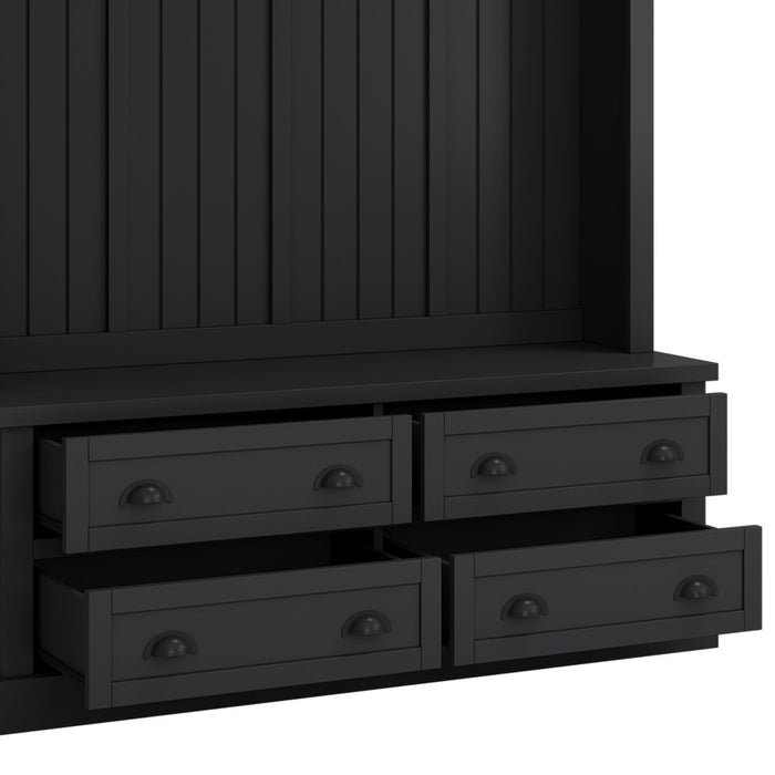 Hall Tree With 4 Drawers, Coat Rack With 6 Hooks